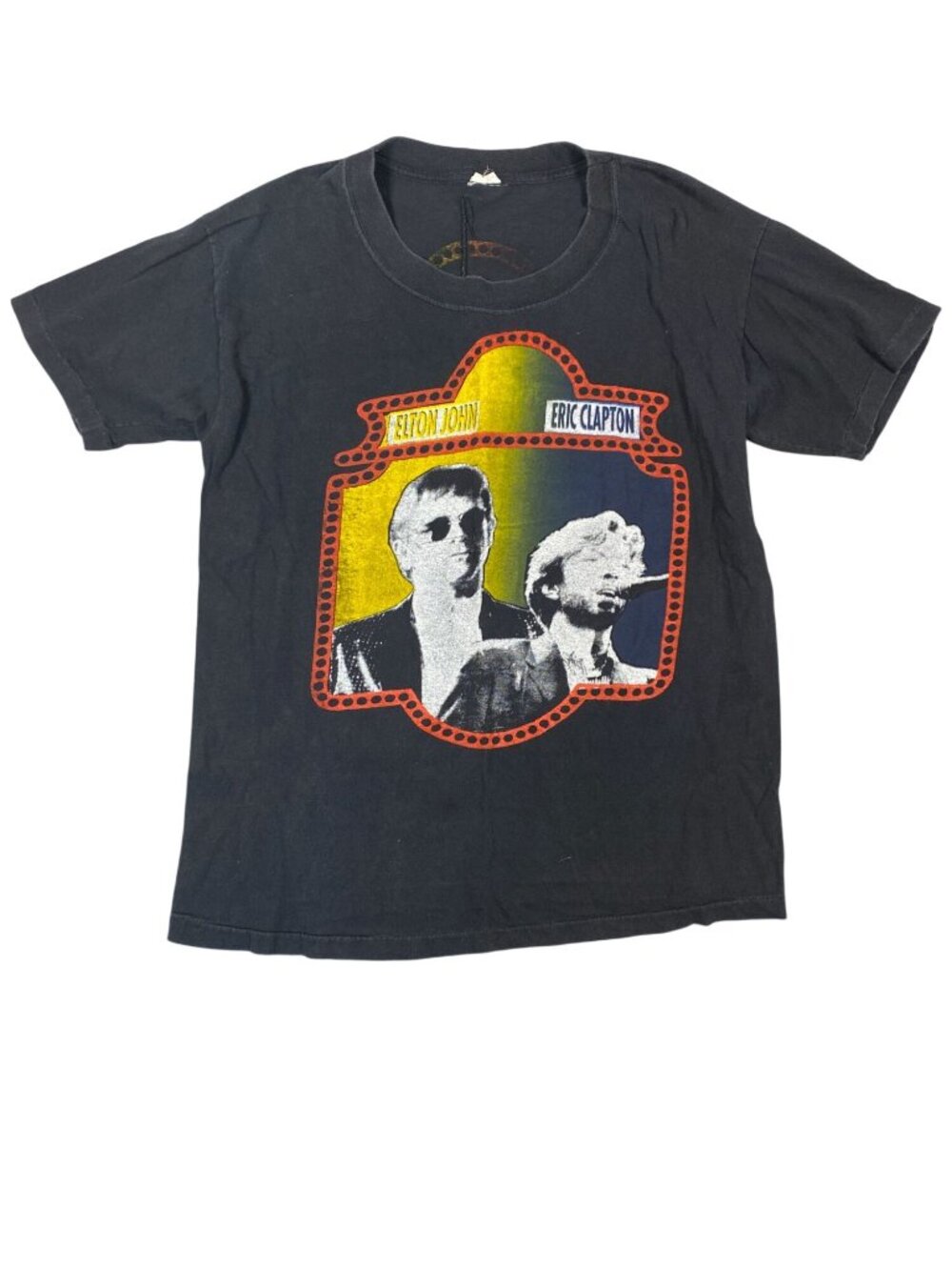 Elton John Eric Clapton 1992 Tour Graphic T-Shirt L Black Vintage Rock Band Tee